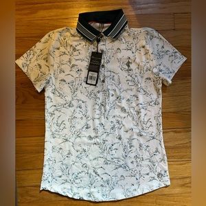 White floral golf polo shirt, women’s size small